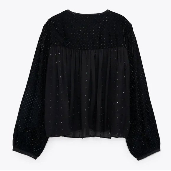 [Zara] sequined velvet peasant blouse - Picture 5 of 13